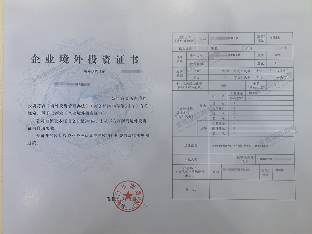 香港ODI境外投资备案案例